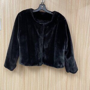 NWOT Adrianna Papell Black Faux Fur Bolero Jacket Size Medium